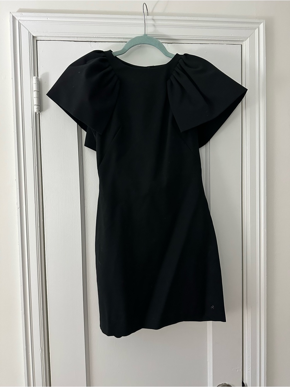 Armani Jeans Black Mini Dress with Statement Puff Sleeves